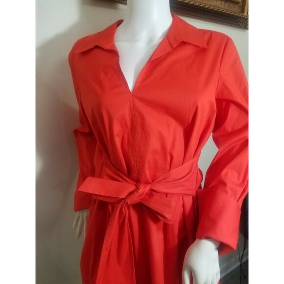 Natori Women's Tunic top   Size S Cotton Poplin Tie Front  Orange 30 - Picture 12 of 12